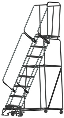 M2000 Series Ladders, 8 Step, 24 In Wide Base, 21 in Deep Top Step, Abrasive Mat Tread