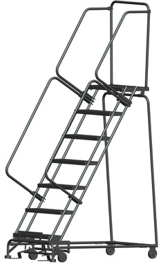7 Step, Lock St, 24" Wide, Abrasive Mat Tread, 30" Wide Base