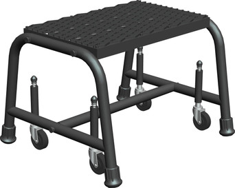 Spring Loaded Caster Ladders, 1 Step, 26 In Wide Base, 10 in Deep Top Step, Expanded Metal Tread
