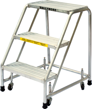Aluminum Ladder, 2 Step, 30" Wide Base, 10" Deep Top Step, Serrated Tread, Setup