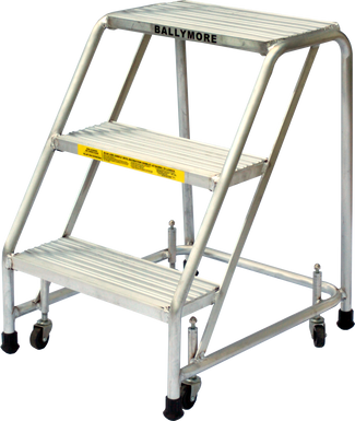 Aluminum Ladder, 2 Step, 30" Wide Base, 10" Deep Top Step, Serrated Tread, Setup
