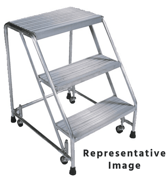 Aluminum Ladder, 4 Step, No Rails, 30" Wide Base, 28" Deep Top Step, Ribbed Tread, Setup