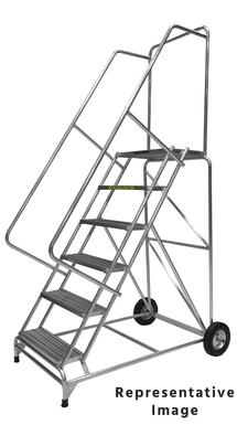 Aluminum Ladders, 6 Step, 36 In Wide Base, 21 in Deep Top Step, Ribbed Tread, Setup