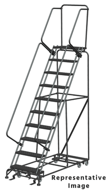 Cantilevered Ladders, CALOSHA, 10 Step, 32 In Wide Base, 28 in Overhang, Perforated Tread
