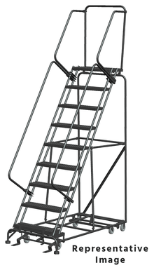 Cantilevered Ladders, CALOSHA, 10 Step, 32 In Wide Base, 42 in Overhang, Serrated Tread