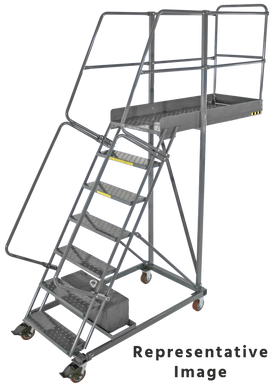 Cantilevered Ladders, CALOSHA, 7 Step, 32 In Wide Base, 28 in Overhang, Perforated Tread