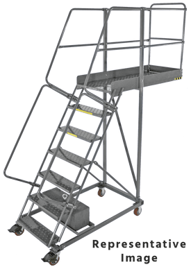 Cantilevered Ladders, CALOSHA, 7 Step, 32 In Wide Base, 28 in Overhang, Perforated Tread