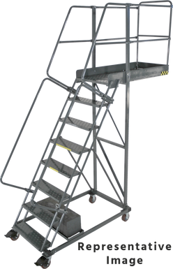 Cantilevered Ladders, CALOSHA, 8 Step, 32 In Wide Base, 14 in Overhang, Perforated Tread