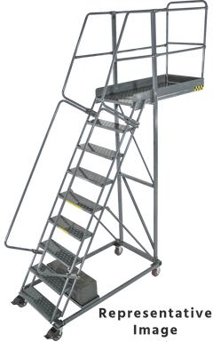 Cantilevered Ladders, CALOSHA, 9 Step, 32 In Wide Base, 42 in Overhang, Serrated Tread