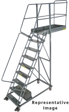 Cantilevered Ladders, CALOSHA, 9 Step, 32 In Wide Base, 42 in Overhang, Serrated Tread