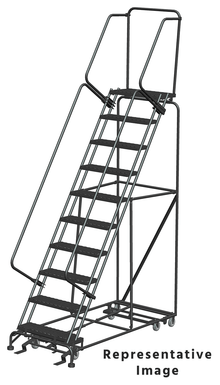 All Direction Ladders, CALOSHA, All Directional, 10 Step, 32 In Wide Base, 21 in Deep Top Step, Expanded Metal Tread, Setup