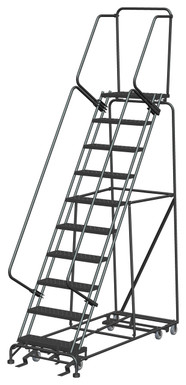 All Direction Ladders, CALOSHA, All Directional, 10 Step, 32 In Wide Base, 14 in Deep Top Step, Perforated Tread