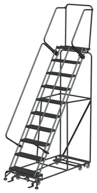 All Direction Ladders, CALOSHA, All Directional, 10 Step, 32 In Wide Base, 14 in Deep Top Step, Expanded Metal Tread, Setup