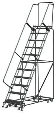 All Direction Ladders, CALOSHA, All Directional, 11 Step, 32 In Wide Base, 14 in Deep Top Step, Serrated Tread