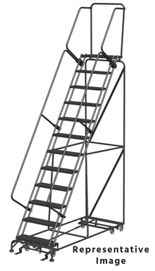 All Direction Ladders, CALOSHA, All Directional, 12 Step, 32 In Wide Base, 28 in Deep Top Step, Perforated Tread