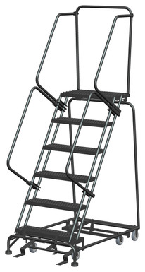 All Direction Ladders, CALOSHA, All Directional, 6 Step, 32 In Wide Base, 14 in Deep Top Step, Serrated Tread