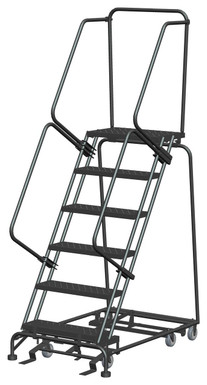 All Direction Ladders, CALOSHA, All Directional, 6 Step, 32 In Wide Base, 14 in Deep Top Step, Perforated Tread