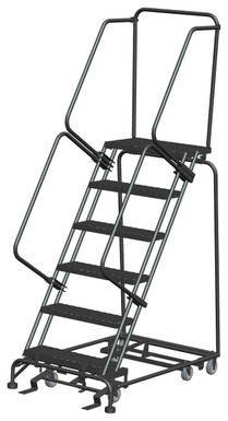 All Direction Ladders, CALOSHA, All Directional, 6 Step, 32 In Wide Base, 14 in Deep Top Step, Expanded Metal Tread, Setup