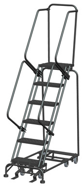 All Direction Ladders, CALOSHA, All Directional, 6 Step, 24 In Wide Base, 14 in Deep Top Step, Perforated Tread