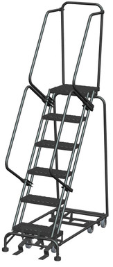 All Direction Ladders, CALOSHA, All Directional, 6 Step, 24 In Wide Base, 14 in Deep Top Step, Expanded Metal Tread, Setup