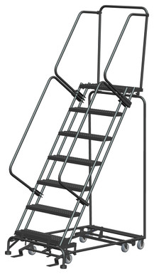 All Direction Ladders, CALOSHA, All Directional, 7 Step, 32 In Wide Base, 14 in Deep Top Step, Serrated Tread, Setup