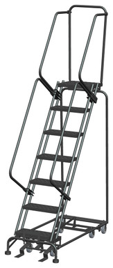 All Direction Ladders, CALOSHA, All Directional, 7 Step, 24 In Wide Base, 14 in Deep Top Step, Perforated Tread