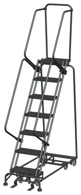 All Direction Ladders, CALOSHA, All Directional, 7 Step, 24 In Wide Base, 14 in Deep Top Step, Expanded Metal Tread
