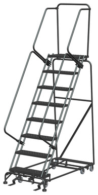 All Direction Ladders, CALOSHA, All Directional, 8 Step, 32 In Wide Base, 14 in Deep Top Step, Perforated Tread