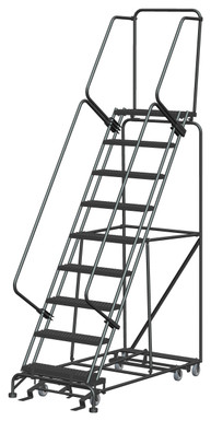 All Direction Ladders, CALOSHA, All Directional, 9 Step, 32 In Wide Base, 14 in Deep Top Step, Serrated Tread