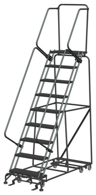 All Direction Ladders, CALOSHA, All Directional, 9 Step, 32 In Wide Base, 14 in Deep Top Step, Perforated Tread