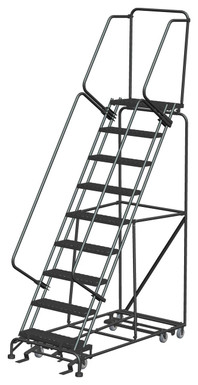 All Direction Ladders, CALOSHA, All Directional, 9 Step, 32 In Wide Base, 14 in Deep Top Step, Expanded Metal Tread