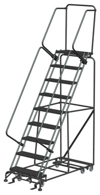 All Direction Ladders, CALOSHA, All Directional, 9 Step, 32 In Wide Base, 14 in Deep Top Step, Expanded Metal Tread