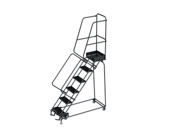 50 Degree Slope Walk Down Ladders, CALOSHA, 50° Incline, 6 Step, 24 In Wide Base, 14 in Deep Top Step, Perforated Tread