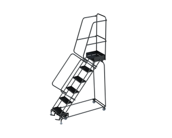 50 Degree Slope Walk Down Ladders, CALOSHA, 50° Incline, 6 Step, 24 In Wide Base, 14 in Deep Top Step, Perforated Tread