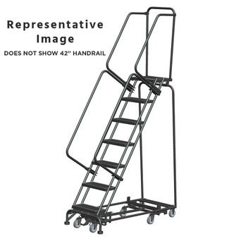 Weight Actuated All Directional Ladders, CALOSHA, Weight Actuated, All Directional, 7 Step, 24 In Wide Base, 14 in Deep Top Step, Abrasive Mat Tread