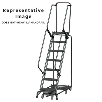 Weight Actuated All Directional Ladders, CALOSHA, Weight Actuated, All Directional, 7 Step, 24 In Wide Base, 14 in Deep Top Step, Expanded Metal Tread, Setup