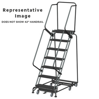 Weight Actuated All Directional Ladders, CALOSHA, Weight Actuated, All Directional, 7 Step, 32 In Wide Base, 14 in Deep Top Step, Serrated Tread, Setup