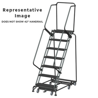 Weight Actuated All Directional Ladders, CALOSHA, Weight Actuated, All Directional, 7 Step, 32 In Wide Base, 14 in Deep Top Step, Perforated Tread, Setup