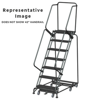 Weight Actuated All Directional Ladders, CALOSHA, Weight Actuated, All Directional, 7 Step, 32 In Wide Base, 14 in Deep Top Step, Expanded Metal Tread