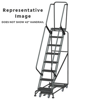 Weight Actuated All Directional Ladders, CALOSHA, Weight Actuated, All Directional, 8 Step, 24 In Wide Base, 14 in Deep Top Step, Serrated Tread