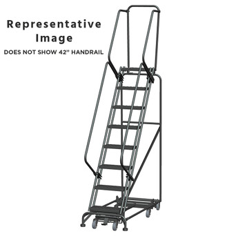 Weight Actuated All Directional Ladders, CALOSHA, Weight Actuated, All Directional, 8 Step, 24 In Wide Base, 14 in Deep Top Step, Perforated Tread