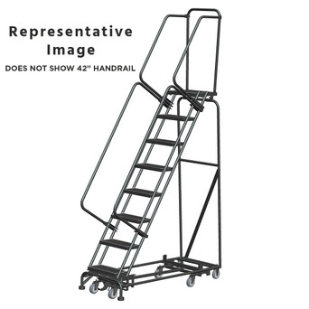 Weight Actuated All Directional Ladders, CALOSHA, Weight Actuated, All Directional, 8 Step, 24 In Wide Base, 14 in Deep Top Step, Abrasive Mat Tread, Setup