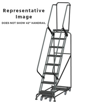 Weight Actuated All Directional Ladders, CALOSHA, Weight Actuated, All Directional, 8 Step, 24 In Wide Base, 14 in Deep Top Step, Expanded Metal Tread