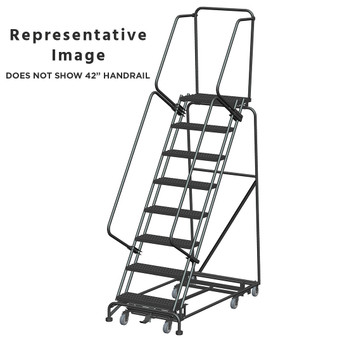 Weight Actuated All Directional Ladders, CALOSHA, Weight Actuated, All Directional, 8 Step, 32 In Wide Base, 14 in Deep Top Step, Serrated Tread, Setup
