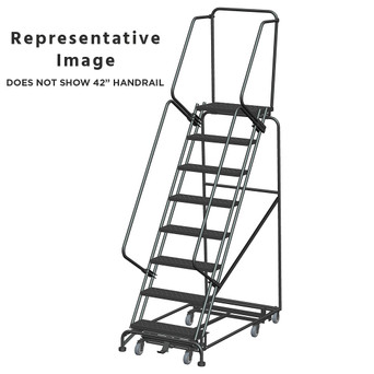 Weight Actuated All Directional Ladders, CALOSHA, Weight Actuated, All Directional, 8 Step, 32 In Wide Base, 14 in Deep Top Step, Perforated Tread