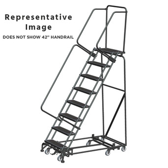 Weight Actuated All Directional Ladders, CALOSHA, Weight Actuated, All Directional, 8 Step, 32 In Wide Base, 14 in Deep Top Step, Abrasive Mat Tread, Setup