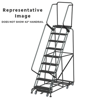Weight Actuated All Directional Ladders, CALOSHA, Weight Actuated, All Directional, 9 Step, 32 In Wide Base, 14 in Deep Top Step, Serrated Tread, Setup