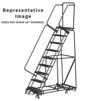 Weight Actuated All Directional Ladders, CALOSHA, Weight Actuated, All Directional, 9 Step, 32 In Wide Base, 14 in Deep Top Step, Abrasive Mat Tread, Setup