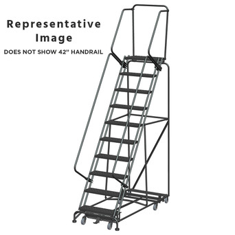 Weight Actuated All Directional Ladders, CALOSHA, Weight Actuated, All Directional, 10 Step, 32 In Wide Base, 14 in Deep Top Step, Perforated Tread