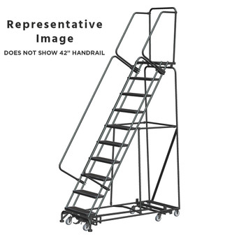 Weight Actuated All Directional Ladders, CALOSHA, Weight Actuated, All Directional, 10 Step, 32 In Wide Base, 14 in Deep Top Step, Abrasive Mat Tread